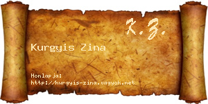 Kurgyis Zina névjegykártya